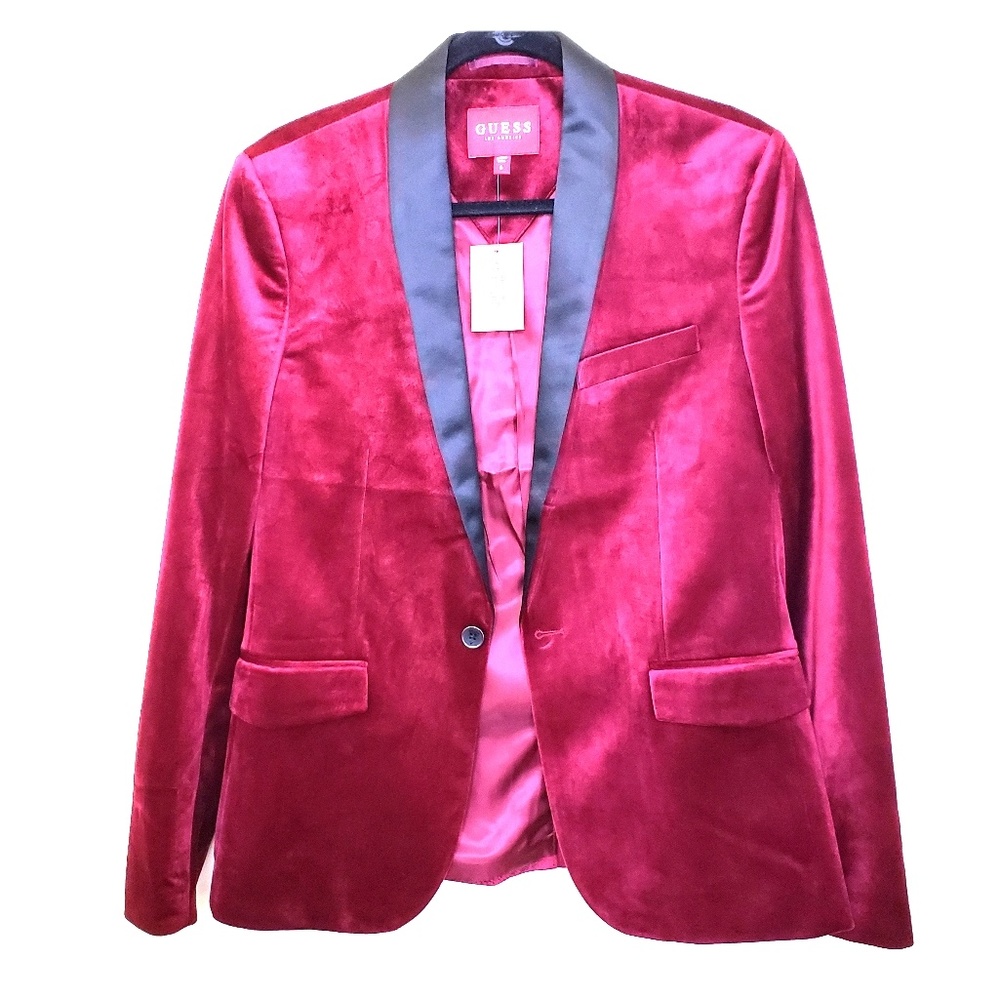 NWT Guess Mens |S| Marmont Red Velvet Blazer